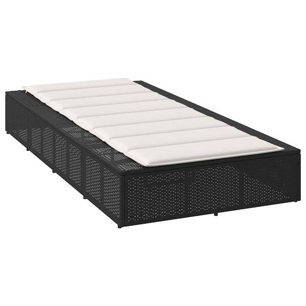 Grote foto vidaxl ligbed met zwevend kussen poly rattan zwart tuin en terras tuinmeubelen