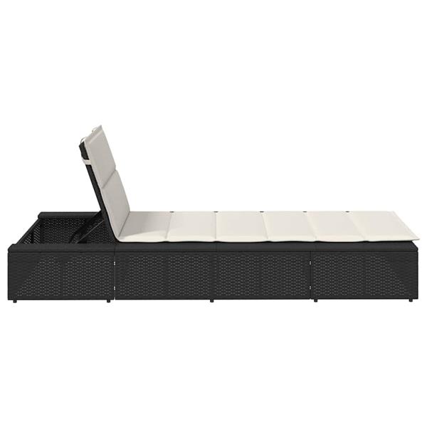 Grote foto vidaxl ligbed met zwevend kussen poly rattan zwart tuin en terras tuinmeubelen