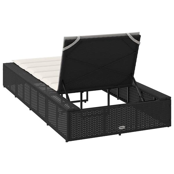 Grote foto vidaxl ligbed met zwevend kussen poly rattan zwart tuin en terras tuinmeubelen