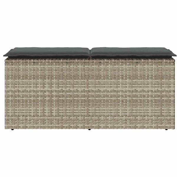 Grote foto vidaxl tuinbank met kussen 110x40x44 cm poly rattan lichtgrijs tuin en terras tuinmeubelen