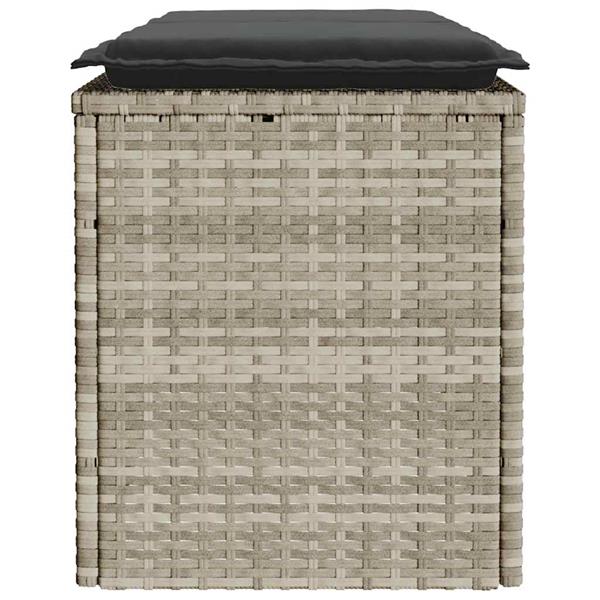 Grote foto vidaxl tuinbank met kussen 110x40x44 cm poly rattan lichtgrijs tuin en terras tuinmeubelen
