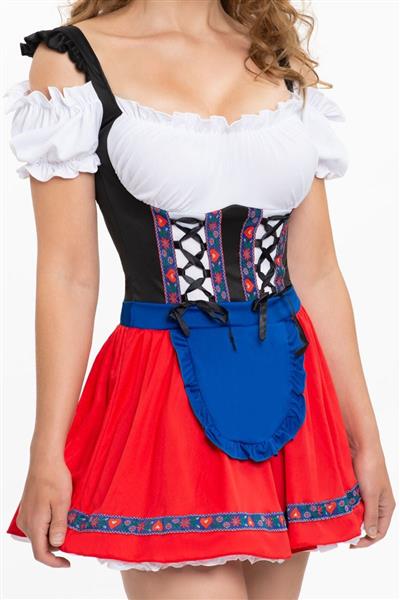 Grote foto dirndl jurk oktoberfest rood blauw schort verzamelen overige verzamelingen