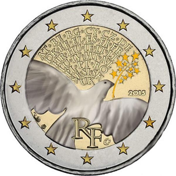 Grote foto frankrijk 2 euro 2015 70 jaar vrede verzamelen munten overige