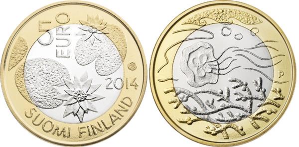 Grote foto finland 5 euro 2014 natuur water verzamelen munten overige