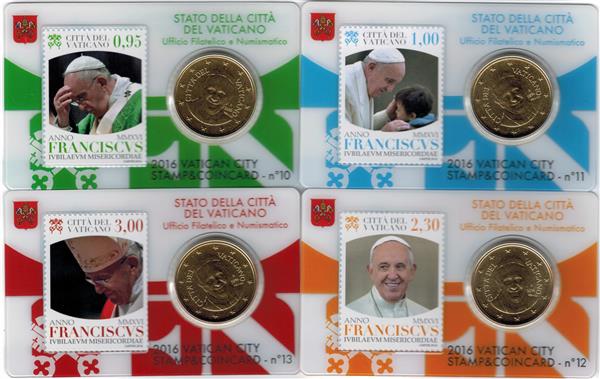 Grote foto vaticaan coincard 2016 postzegel 2016 nr. 10 11 12 13 verzamelen munten overige