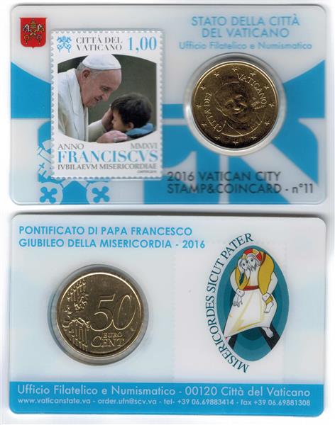 Grote foto vaticaan coincard 2016 postzegel 2016 nr. 10 11 12 13 verzamelen munten overige