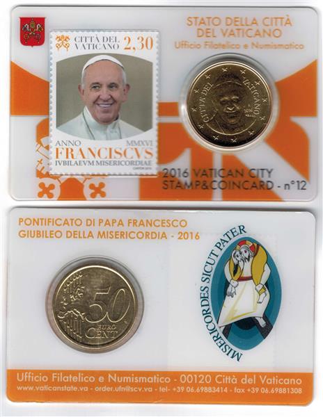 Grote foto vaticaan coincard 2016 postzegel 2016 nr. 10 11 12 13 verzamelen munten overige