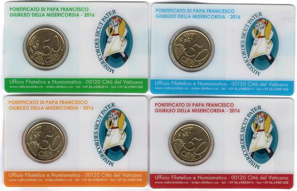 Grote foto vaticaan coincard 2016 postzegel 2016 nr. 10 11 12 13 verzamelen munten overige
