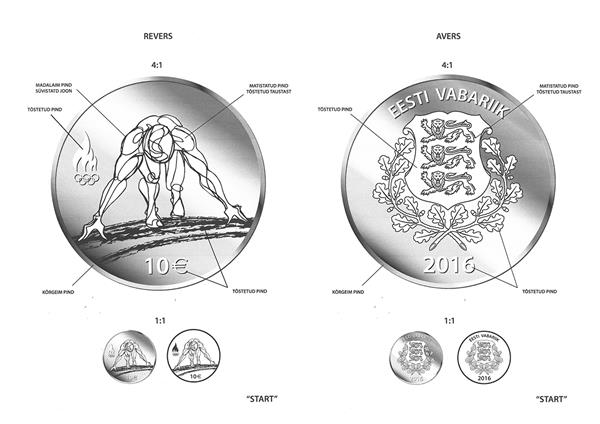 Grote foto estland 10 euro 2016 olympische spelen verzamelen munten overige