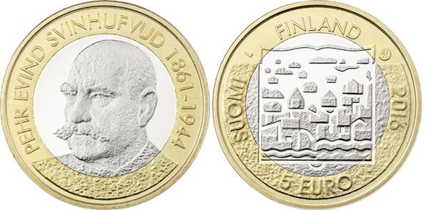 Grote foto finland 5 euro 2016 svinhufvud verzamelen munten overige