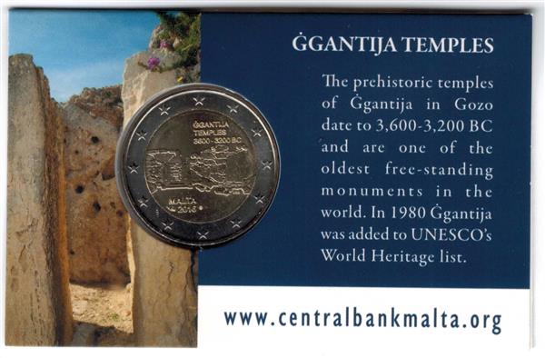 Grote foto malta 2 euro 2016 ggantija tempels in coincard verzamelen munten overige