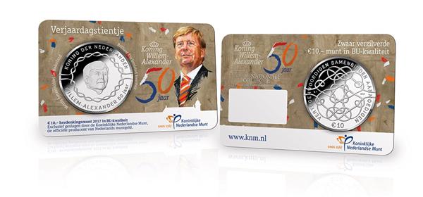Grote foto nederland 10 euro 2017 willem alexander 50 jr. coincard bu verzamelen munten overige