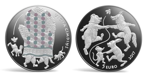 Grote foto letland 5 euro 2017 de want van de oude man verzamelen munten overige