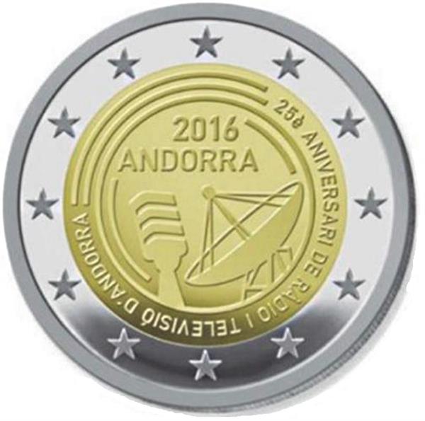 Grote foto andorra 2 euro 2016 25 jaar publieke rtv andorra verzamelen munten overige