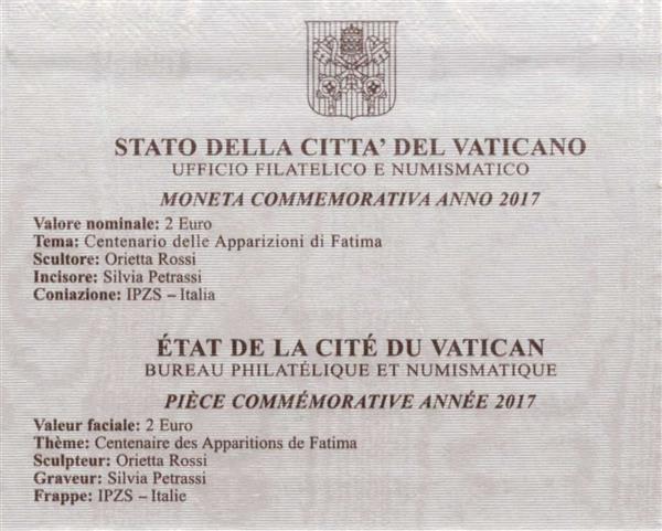 Grote foto vaticaan 2 euro 2017 fatima verzamelen munten overige