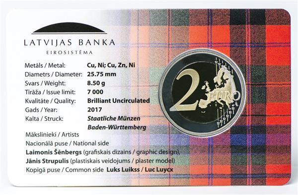 Grote foto letland 2 euro 2017 kurzeme coincard verzamelen munten overige