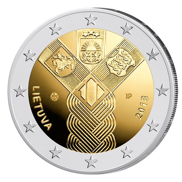 Grote foto estland letland litouwen 2 euro 2018 baltische onafhankelijkheid verzamelen munten overige