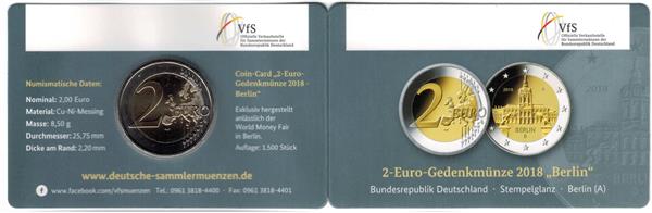 Grote foto duitsland 2 euro 2018 coincard charlottenburg berlijn a verzamelen munten overige