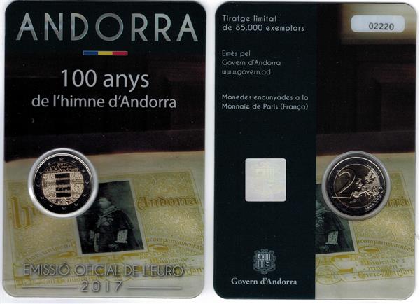 Grote foto andorra 2 euro 2017 100 jaar volkslied verzamelen munten overige