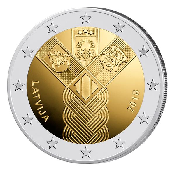 Grote foto letland 2 euro 2018 coincard baltische onafhankelijkheid verzamelen munten overige