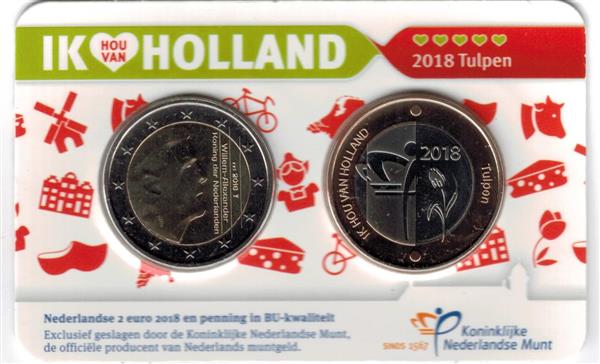 Grote foto nederland 2 euro 2018 coincard nr. 5 tulpen verzamelen munten overige