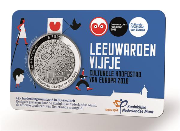 Grote foto nederland 5 euro 2018 leeuwarden coincard bu verzamelen munten overige