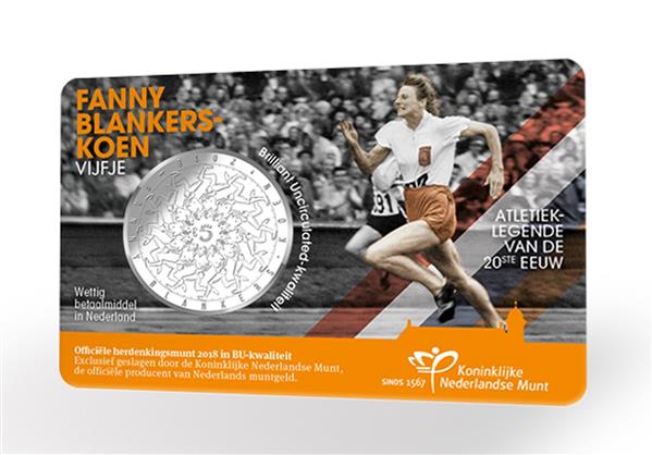 Grote foto nederland 5 euro 2018 fanny blankers koen coincard bu verzamelen munten overige