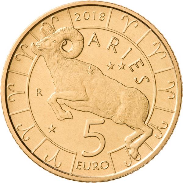 Grote foto san marino 5 euro 2018 zodiac ram verzamelen munten overige