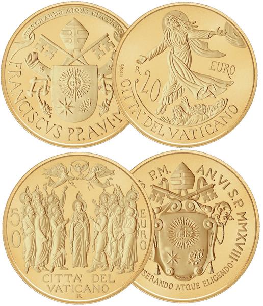 Grote foto vaticaan 20 euro en 50 euro 2018 goud proof verzamelen munten overige
