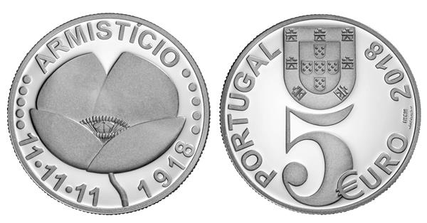 Grote foto portugal 5 euro 2018 wapenstilstand 1918 verzamelen munten overige