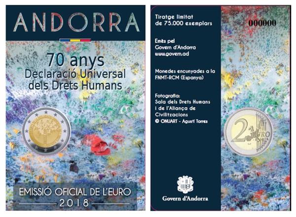 Grote foto andorra 2 euro 2018 mensen rechten verzamelen munten overige
