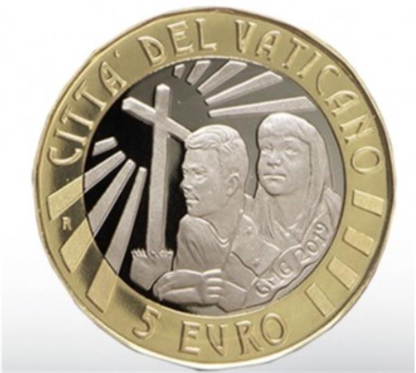 Grote foto vaticaan 5 euro 2019 wereld jongeren dagen verzamelen munten overige