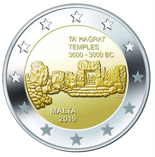 Grote foto malta 2 euro 2019 ta hagrat tempels muntteken in munthoud. verzamelen munten overige