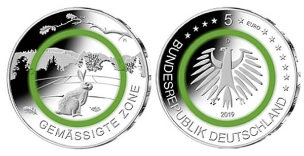 Grote foto duitsland 5 euro 2019 proof gematigde zone verzamelen munten overige
