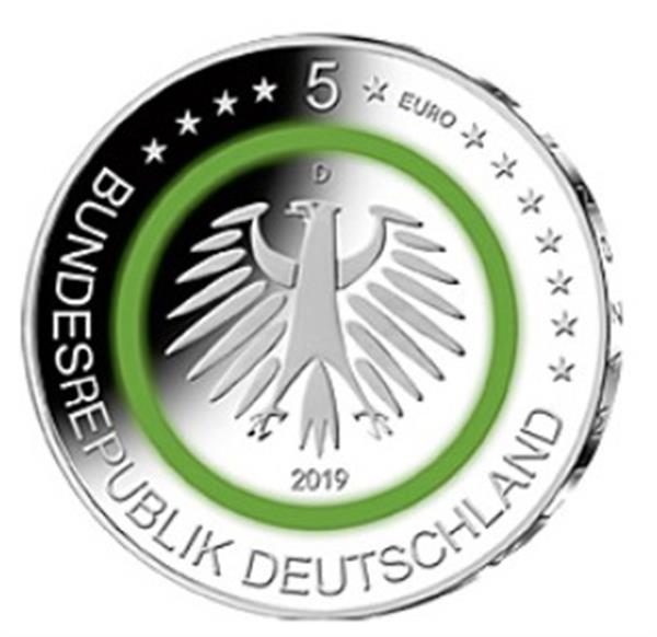 Grote foto duitsland 5 euro 2019 proof gematigde zone verzamelen munten overige