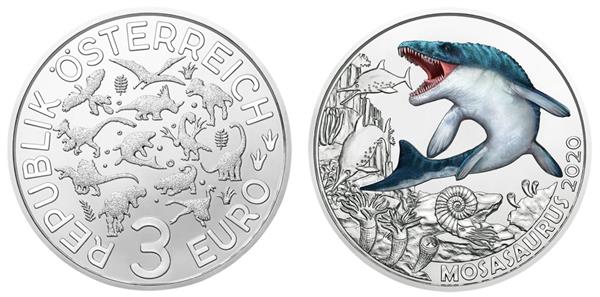 Grote foto oostenrijk 3 euro 2020 mosasaurus verzamelen munten overige