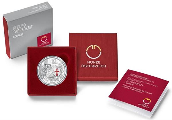Grote foto oostenrijk 10 euro 2020 dapperheid proof gekleurd verzamelen munten overige