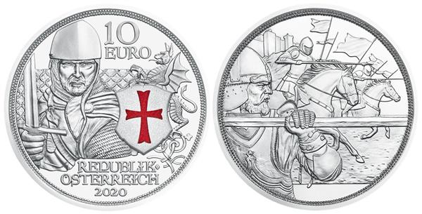Grote foto oostenrijk 10 euro 2020 dapperheid proof gekleurd verzamelen munten overige