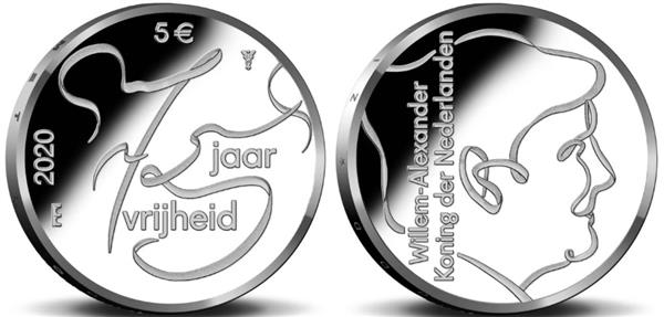 Grote foto nederland 5 euro 2020 75 jaar vrijheid unc verzamelen munten overige
