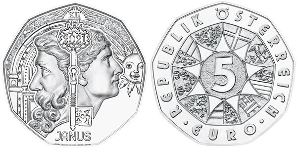 Grote foto oostenrijk 5 euro 2021 janus zilver bu verzamelen munten overige