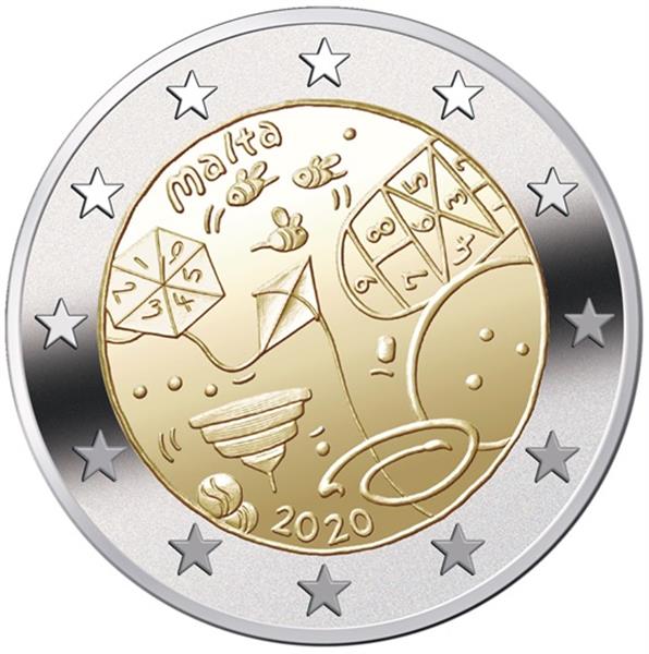 Grote foto malta 2 euro 2020 spelletjes met muntteken in munthouder verzamelen munten overige