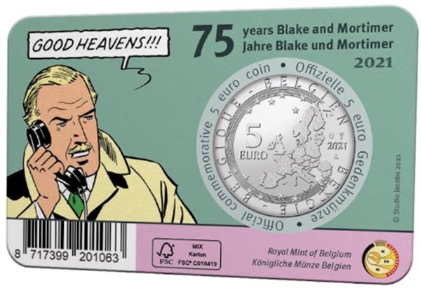 Grote foto belgi 5 euro 2021 blake en mortimer coincard verzamelen munten overige