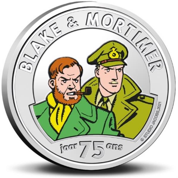 Grote foto belgi 5 euro 2021 blake en mortimer coincard gekleurd verzamelen munten overige