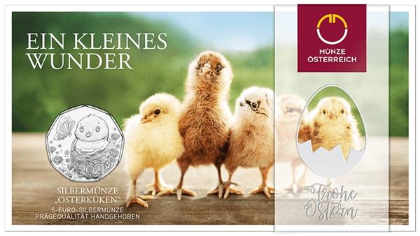 Grote foto oostenrijk 5 euro 2021 paaskuiken zilver bu verzamelen munten overige