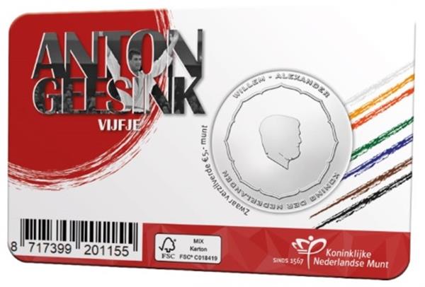 Grote foto nederland 5 euro 2021 anton geesink coincard unc verzamelen munten overige