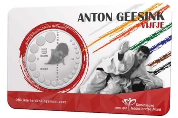 Grote foto nederland 5 euro 2021 anton geesink coincard unc verzamelen munten overige