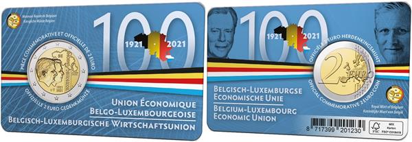 Grote foto belgi 2 euro 2021 bleu coincard frans verzamelen munten overige