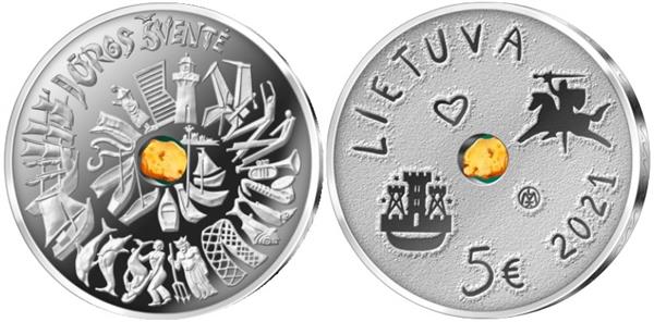 Grote foto litouwen 5 euro 2021 klaipeda zee festival verzamelen munten overige