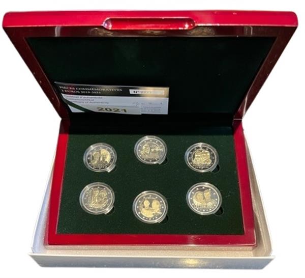 Grote foto luxemburg proofset 2019 2021 met 6 x 2 euromunten verzamelen munten overige