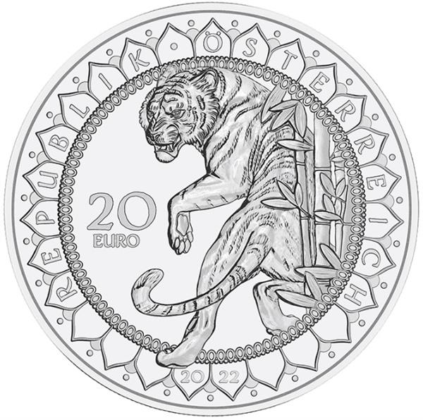Grote foto oostenrijk 20 euro 2022 tijger verzamelen munten overige